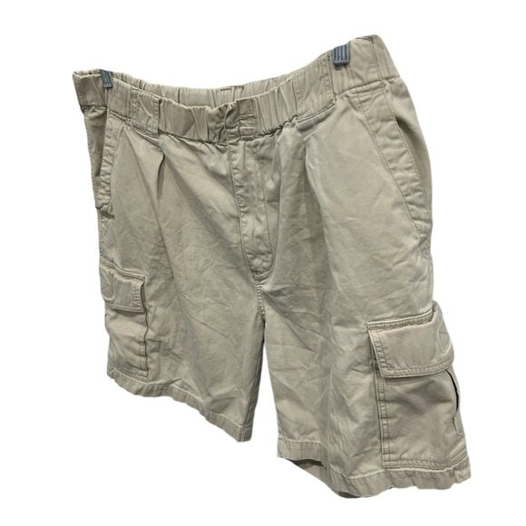 Tommy Bahama Cargo Shorts Beige Cotton Elastic Waist Button Closure Sz Large - Picture 3 of 8